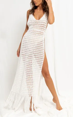 Sexy Cut Out Fringe Knitted Crochet Cover-Up
