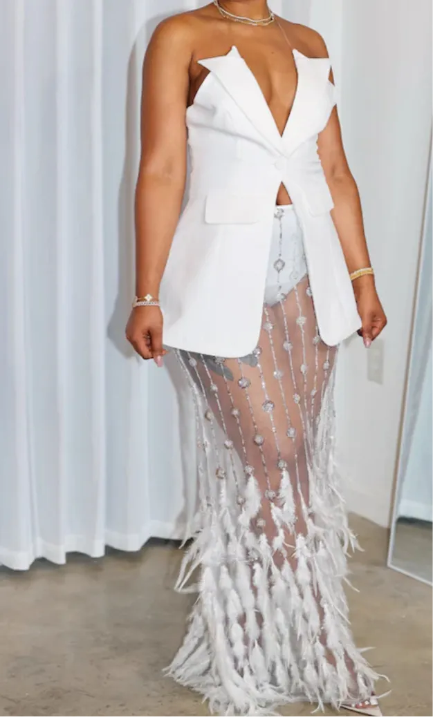 She Is A Start Skirt Set (White)