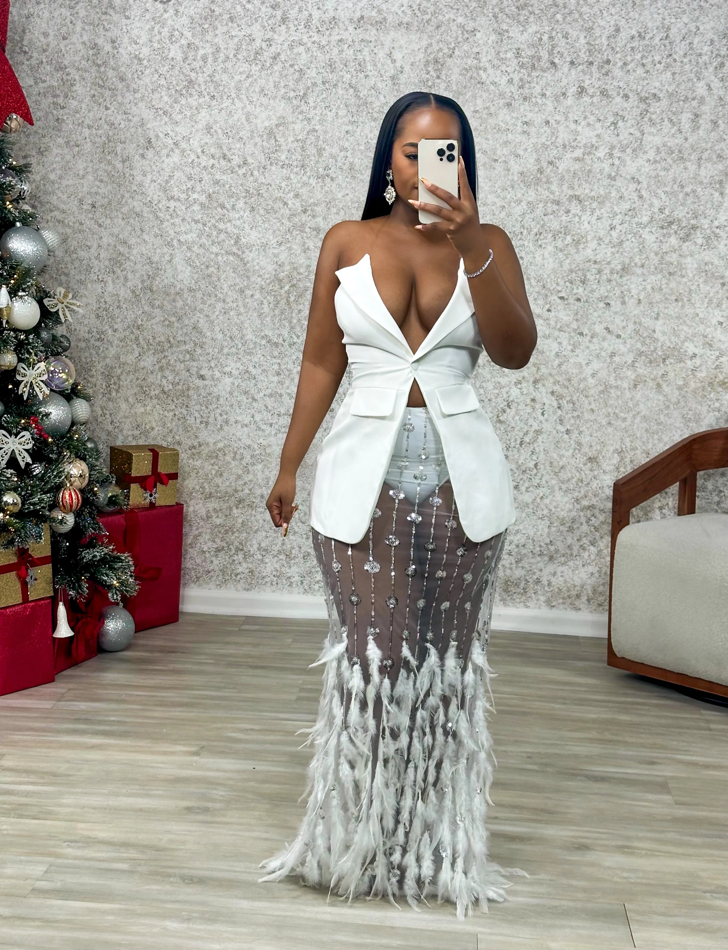 She Is A Start Skirt Set (White)