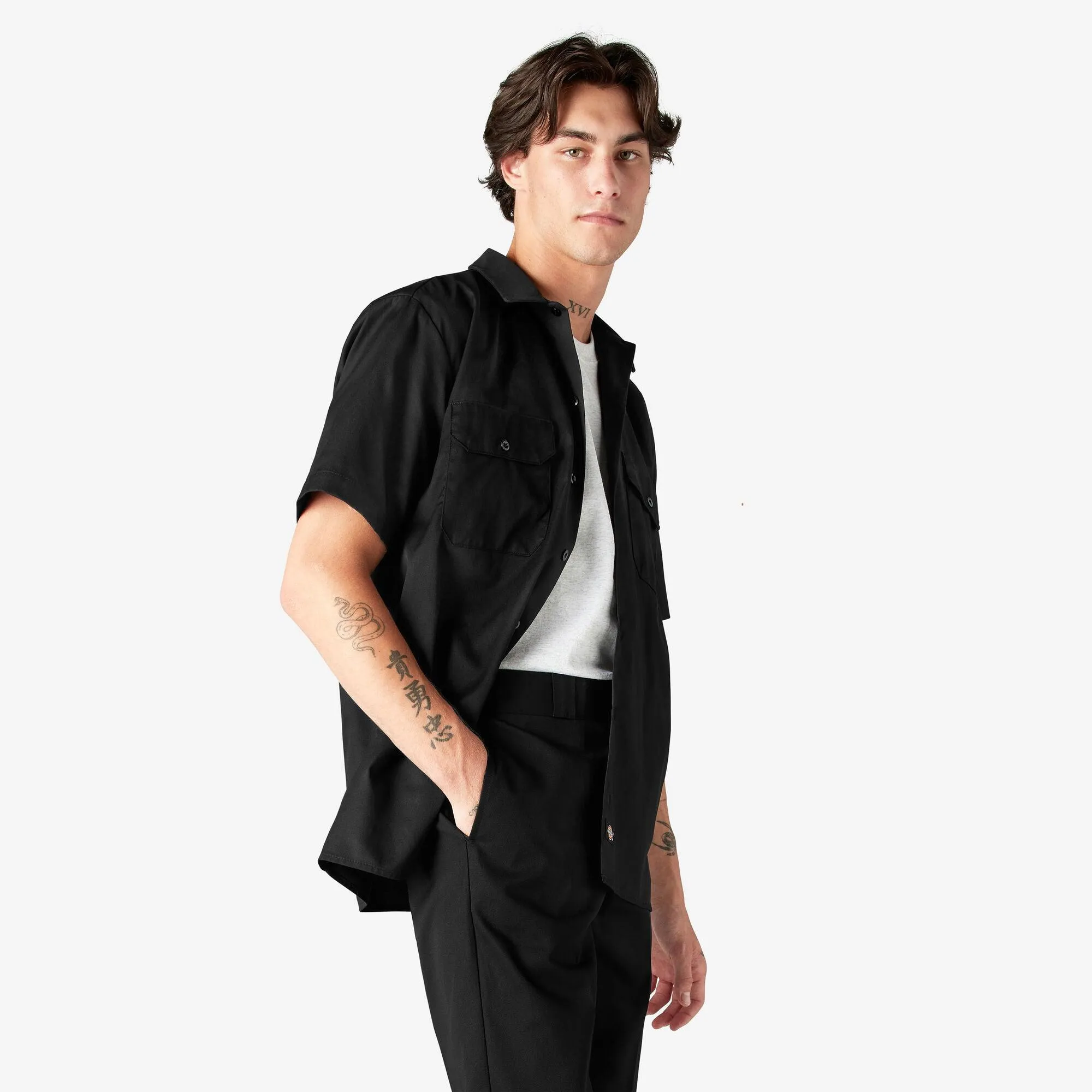 Short Sleeve Work Shirt, Black