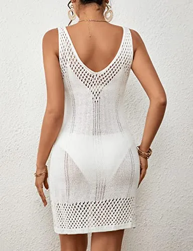 Sleeveless Crochet Swim Cover Up for Women
