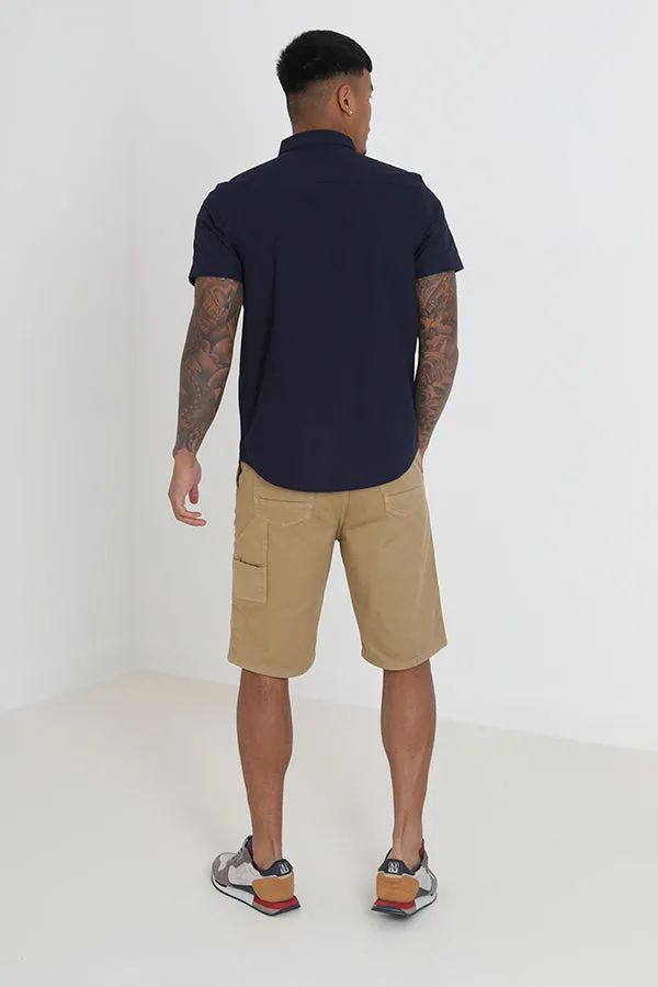 STONE COTTON TWILL UTILITY CARGO SHORTS