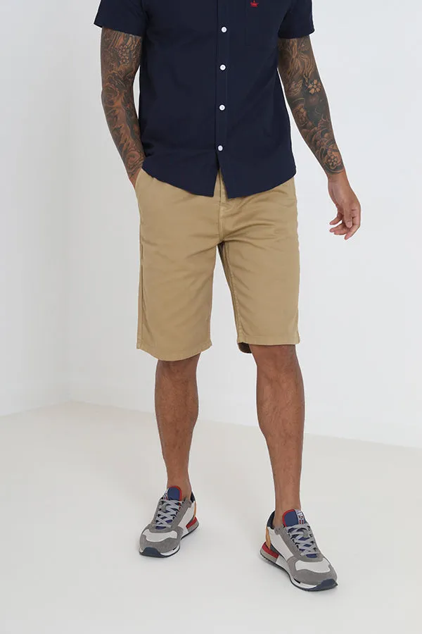 STONE COTTON TWILL UTILITY CARGO SHORTS
