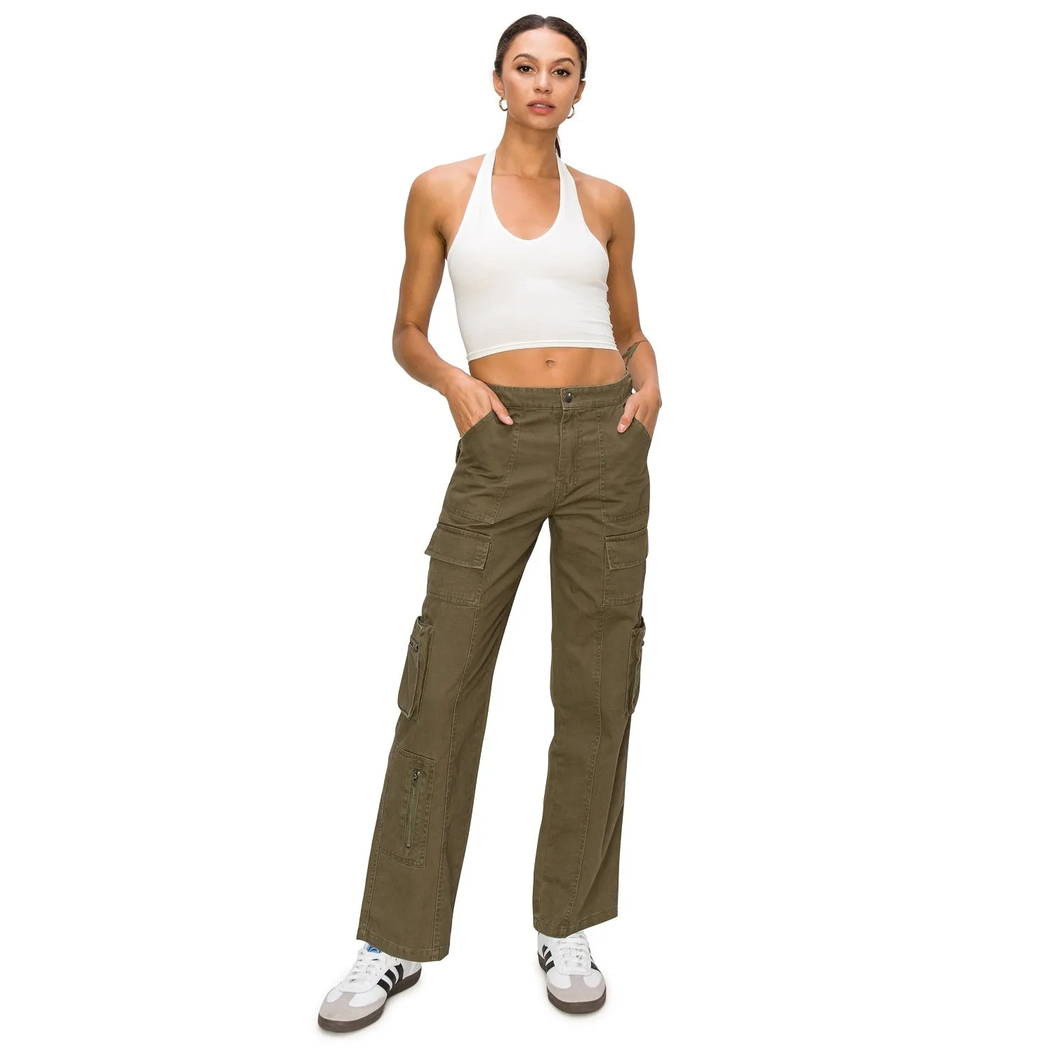 Straight Leg Cargo Pants - Olive