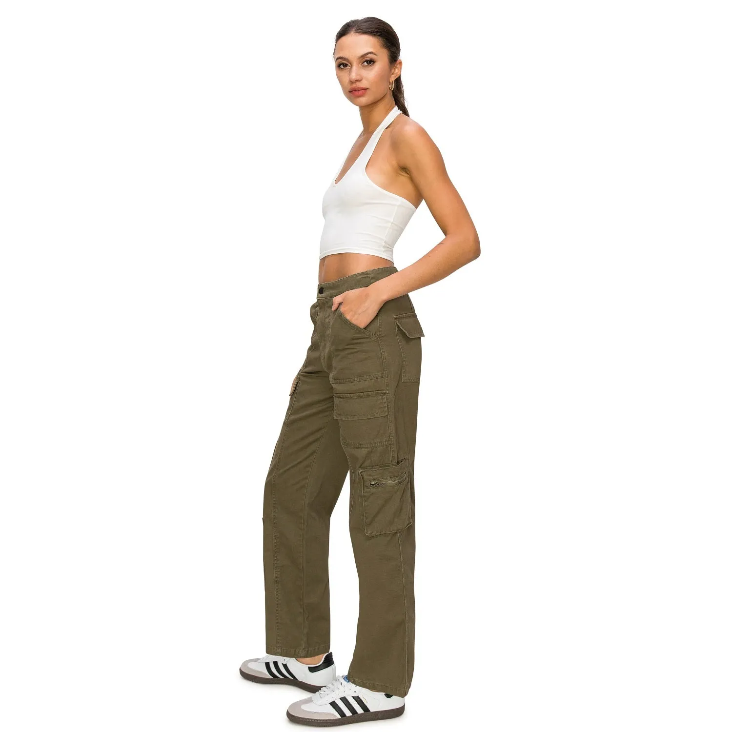 Straight Leg Cargo Pants - Olive