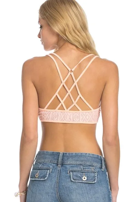 Strappy Lace Bralette - Pink