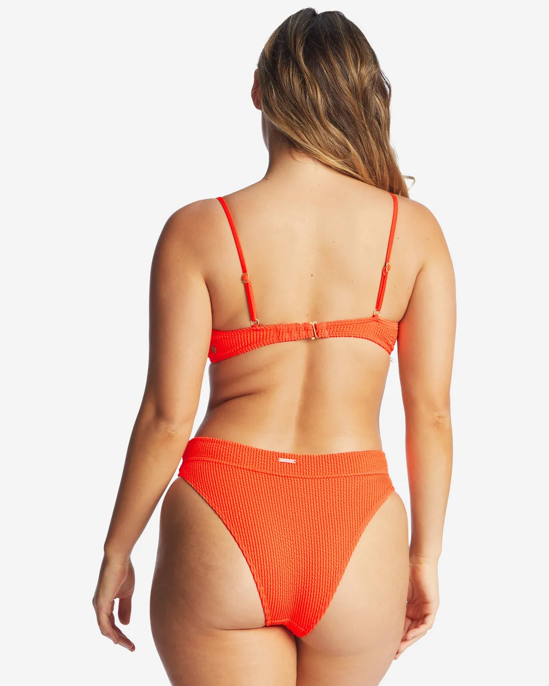 Summer High V-Neck Bralette Bikini Top - Orange Crush