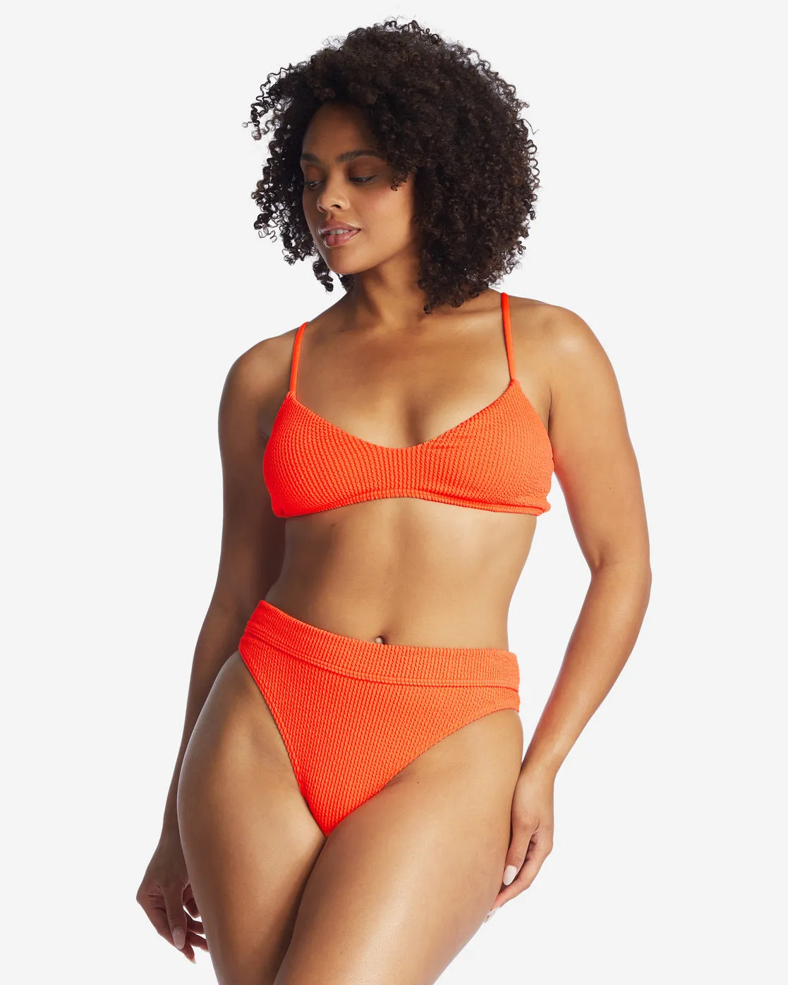 Summer High V-Neck Bralette Bikini Top - Orange Crush