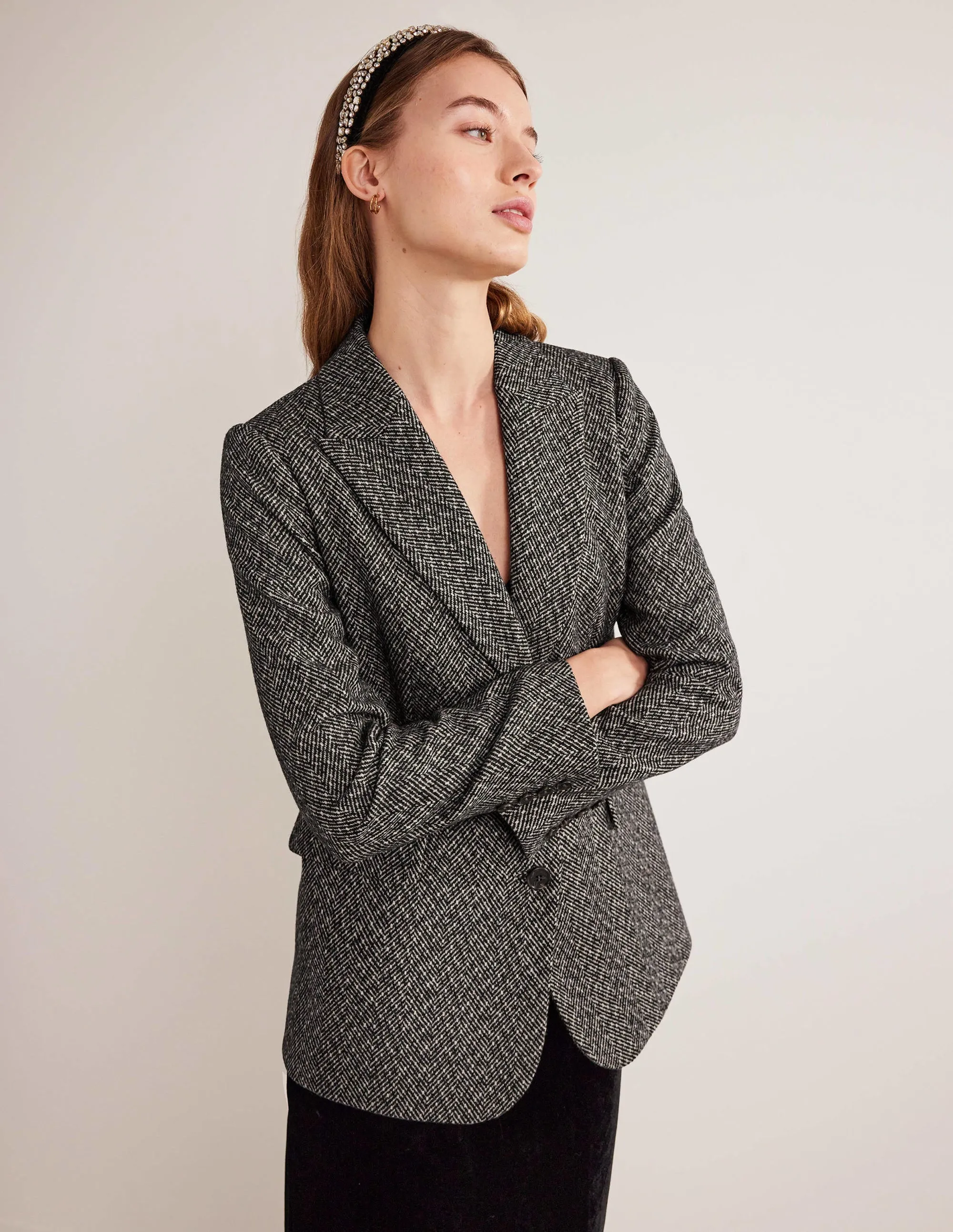 The Brighton Wool Blazer-Herringbone