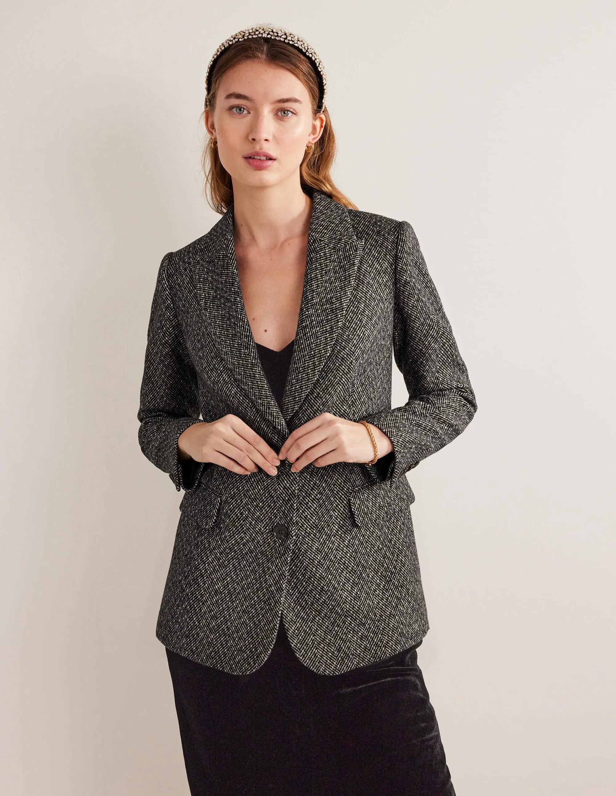 The Brighton Wool Blazer-Herringbone