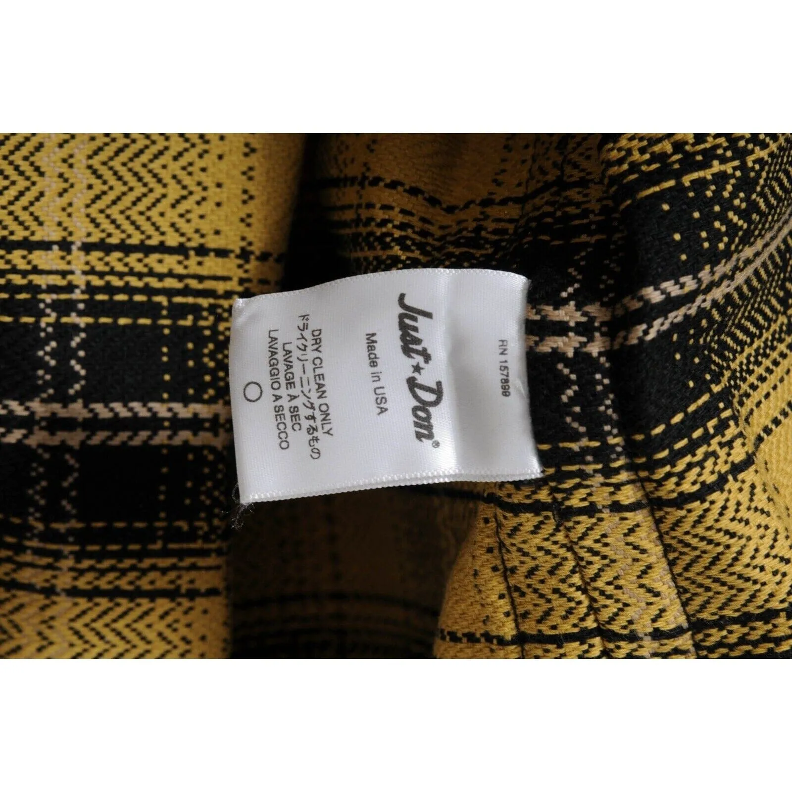 The Dealers Button Down Shirt Yellow Black Plaid Card Print