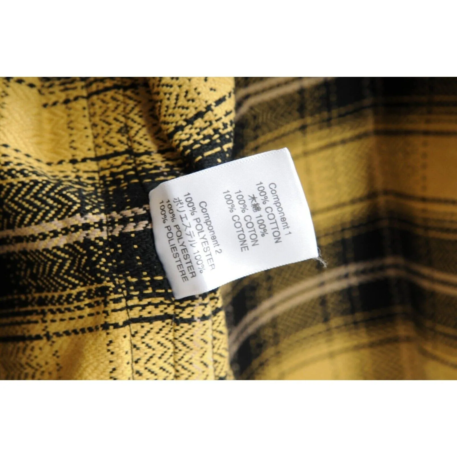 The Dealers Button Down Shirt Yellow Black Plaid Card Print