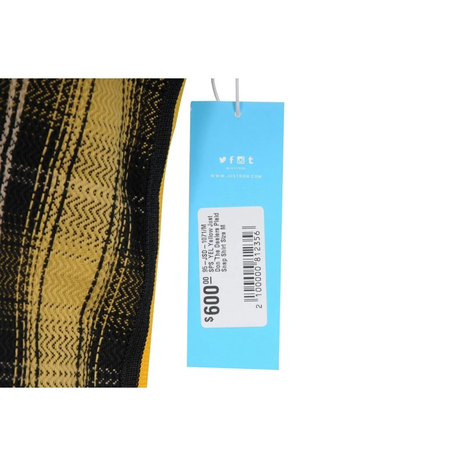 The Dealers Button Down Shirt Yellow Black Plaid Card Print