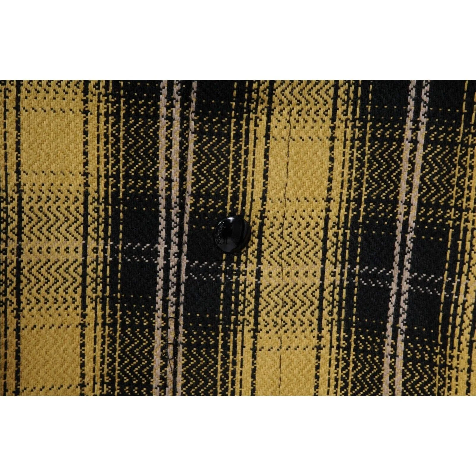 The Dealers Button Down Shirt Yellow Black Plaid Card Print