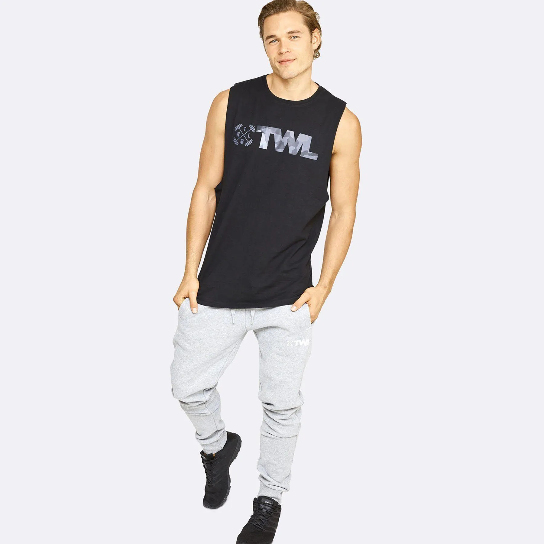 The WOD Life - Men's Classics Gunship Muscle Tank - Black/Camo