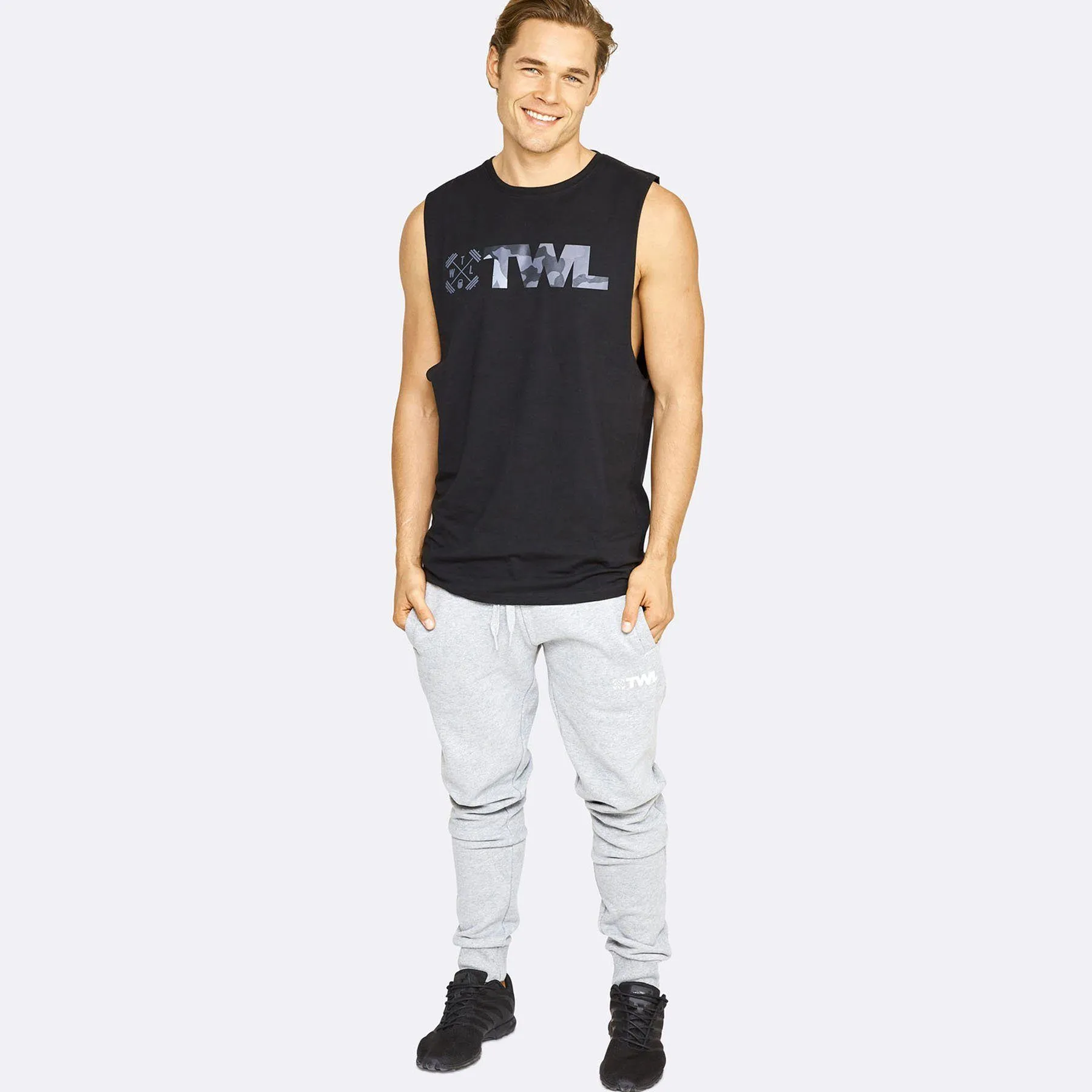 The WOD Life - Men's Classics Gunship Muscle Tank - Black/Camo