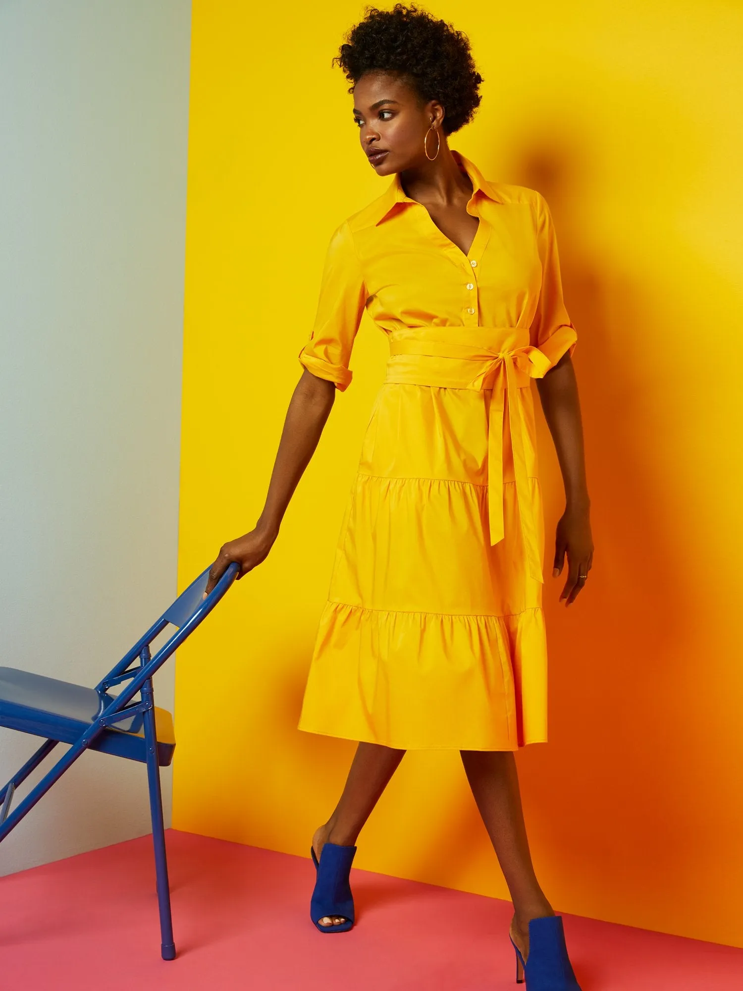 Tiered Poplin Dress