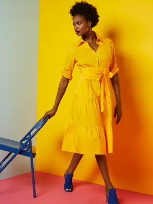 Tiered Poplin Dress