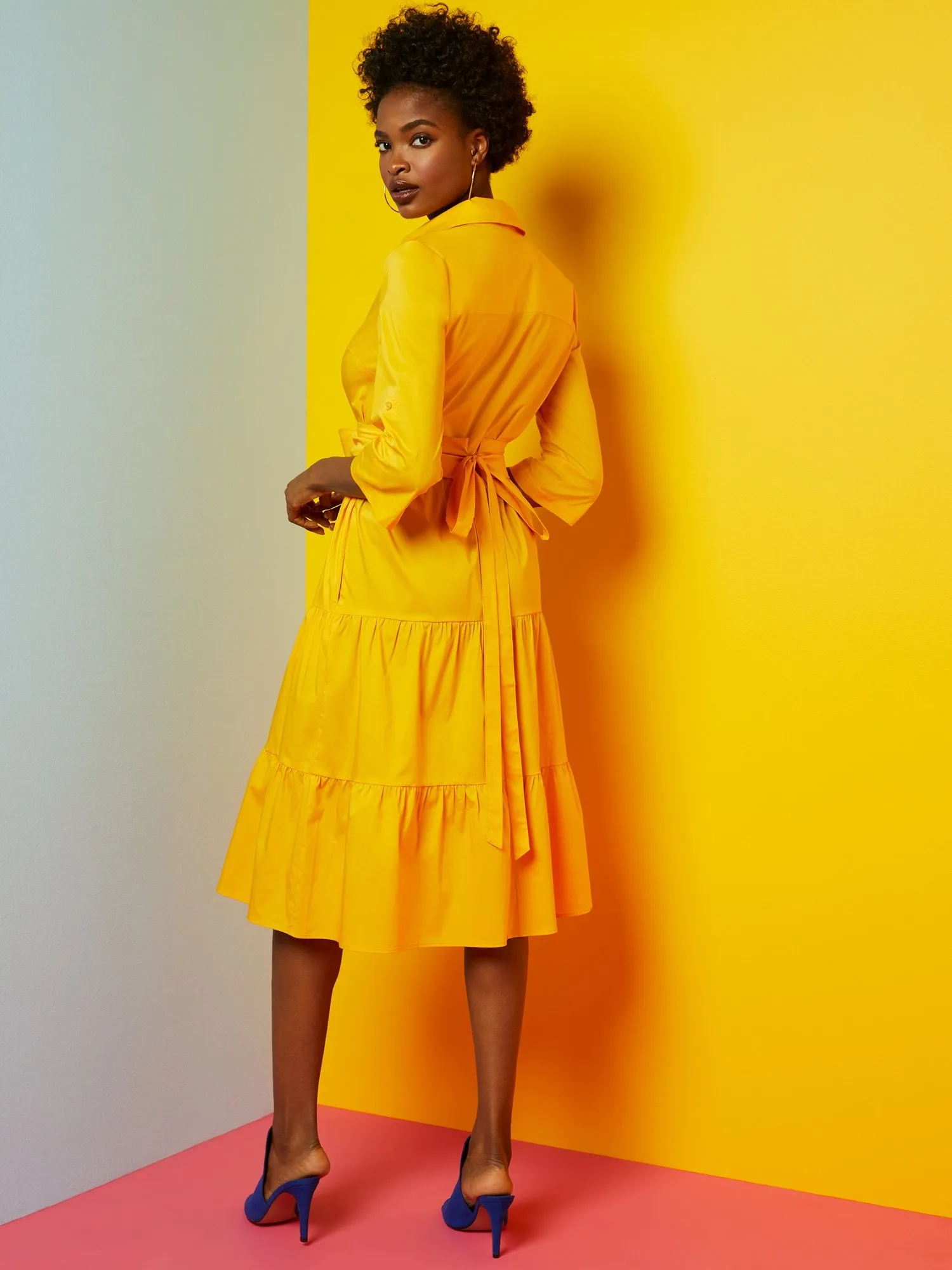 Tiered Poplin Dress