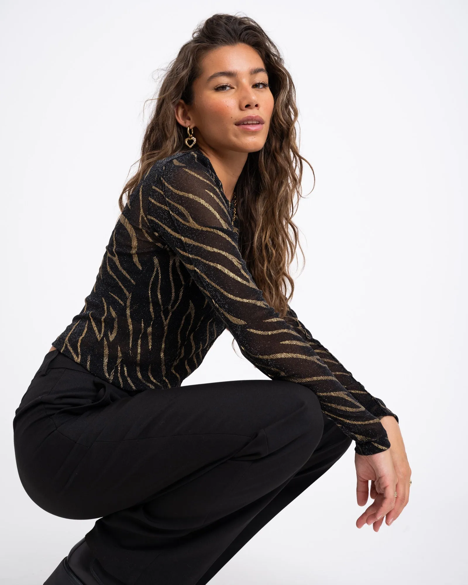 TILTIL Annick Zebra Mesh Top Black Glitter