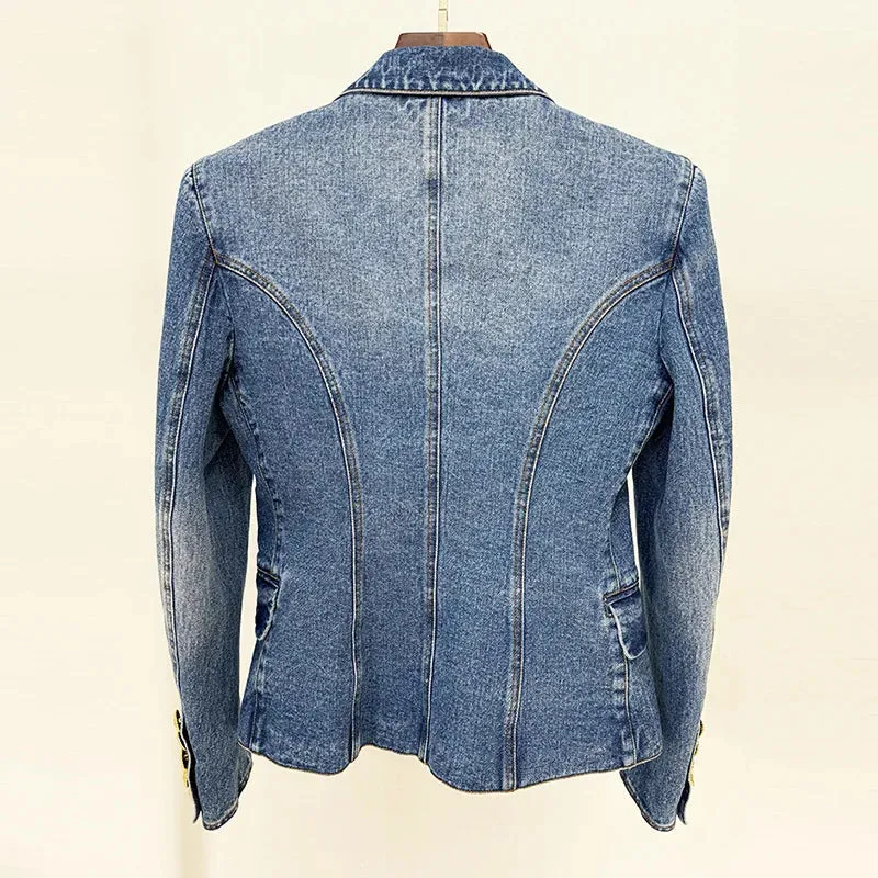 Trend4us Women's Denim Blazer and Mini Skirt Set