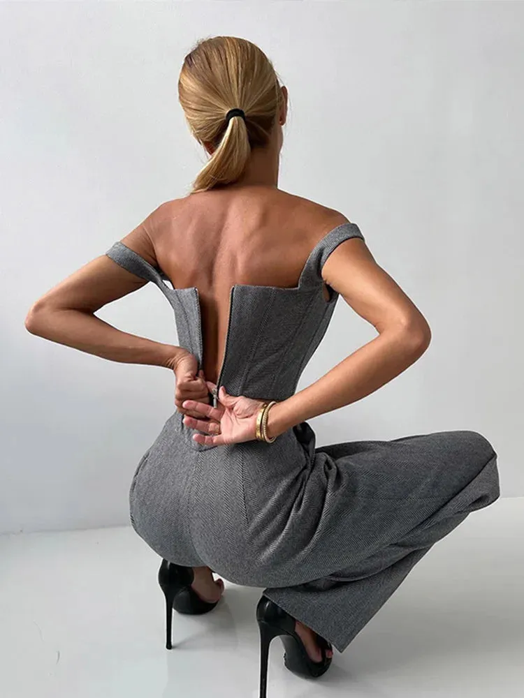 Trendy 3-Piece Women’s Structured Suit with Corset Top & Blazer