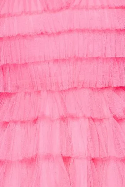 Tulle Tiered Tank Dress - Hot Pink -