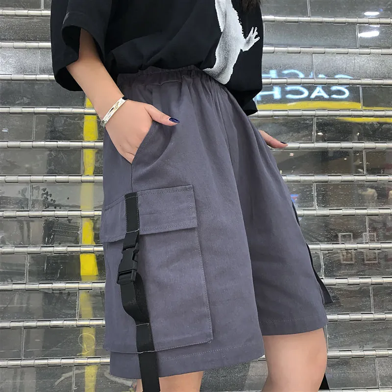 Unisex Knee-length Wide-leg up to Plus Size 4XL Safari Cargo Casual Style