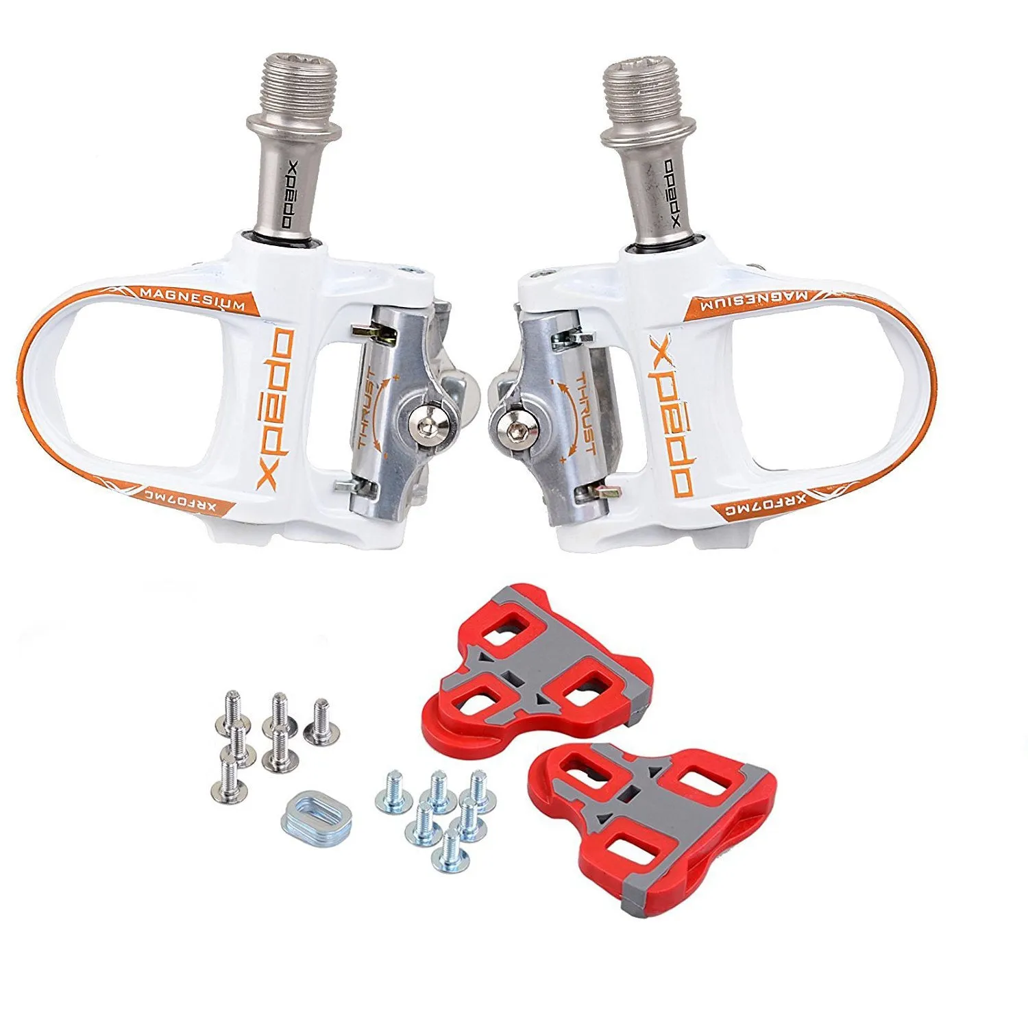 Venzo Cycling Bicycle Cycle Road Bike Shoes Men - compatible with Shimano SPD, SPD SL, Look KEO, Look Delta -  Package including:  Xpedo RF07MC Pedals White 46
