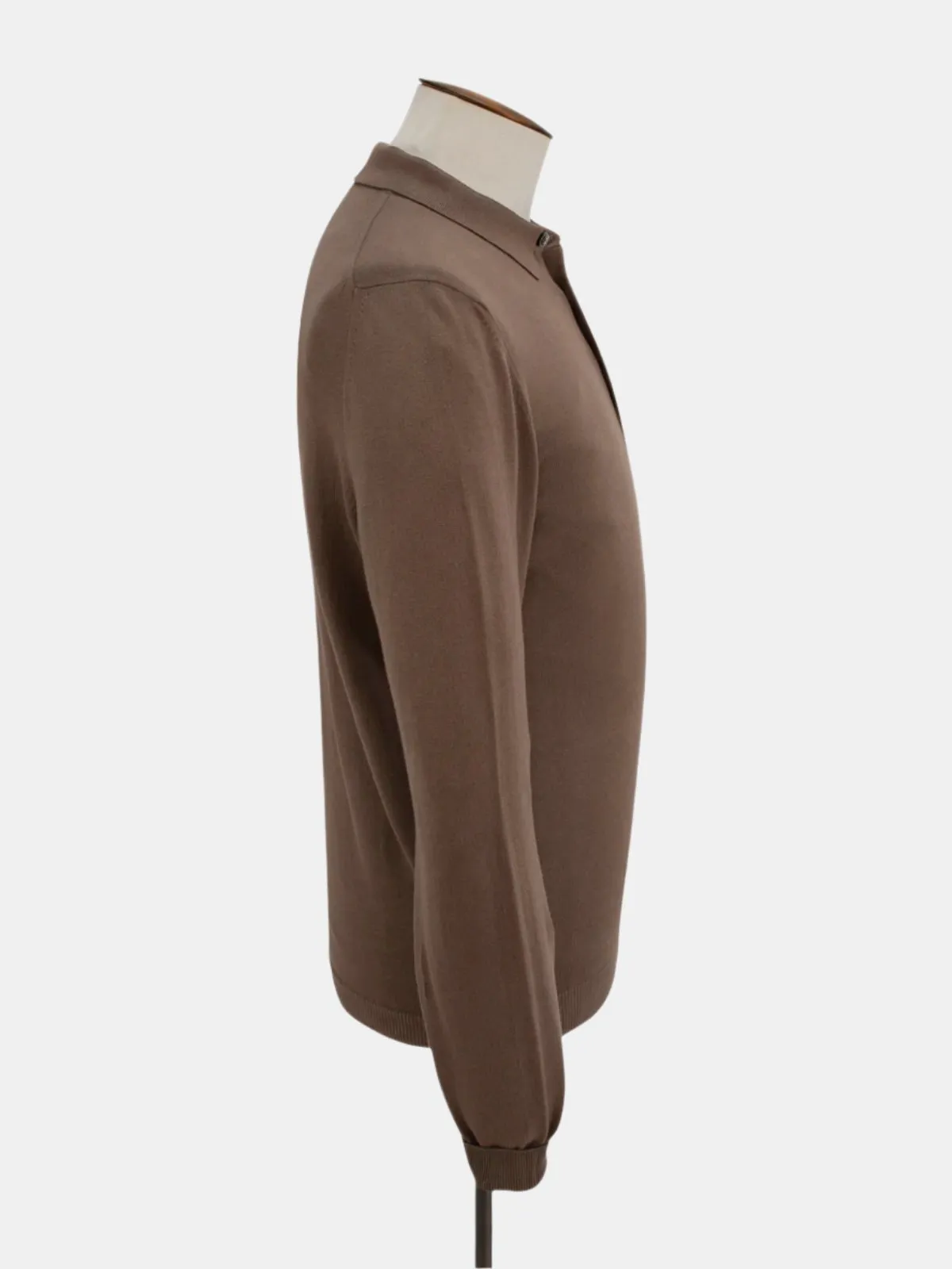Vico Ribbed Long Sleeve Polo Cotton Cacao