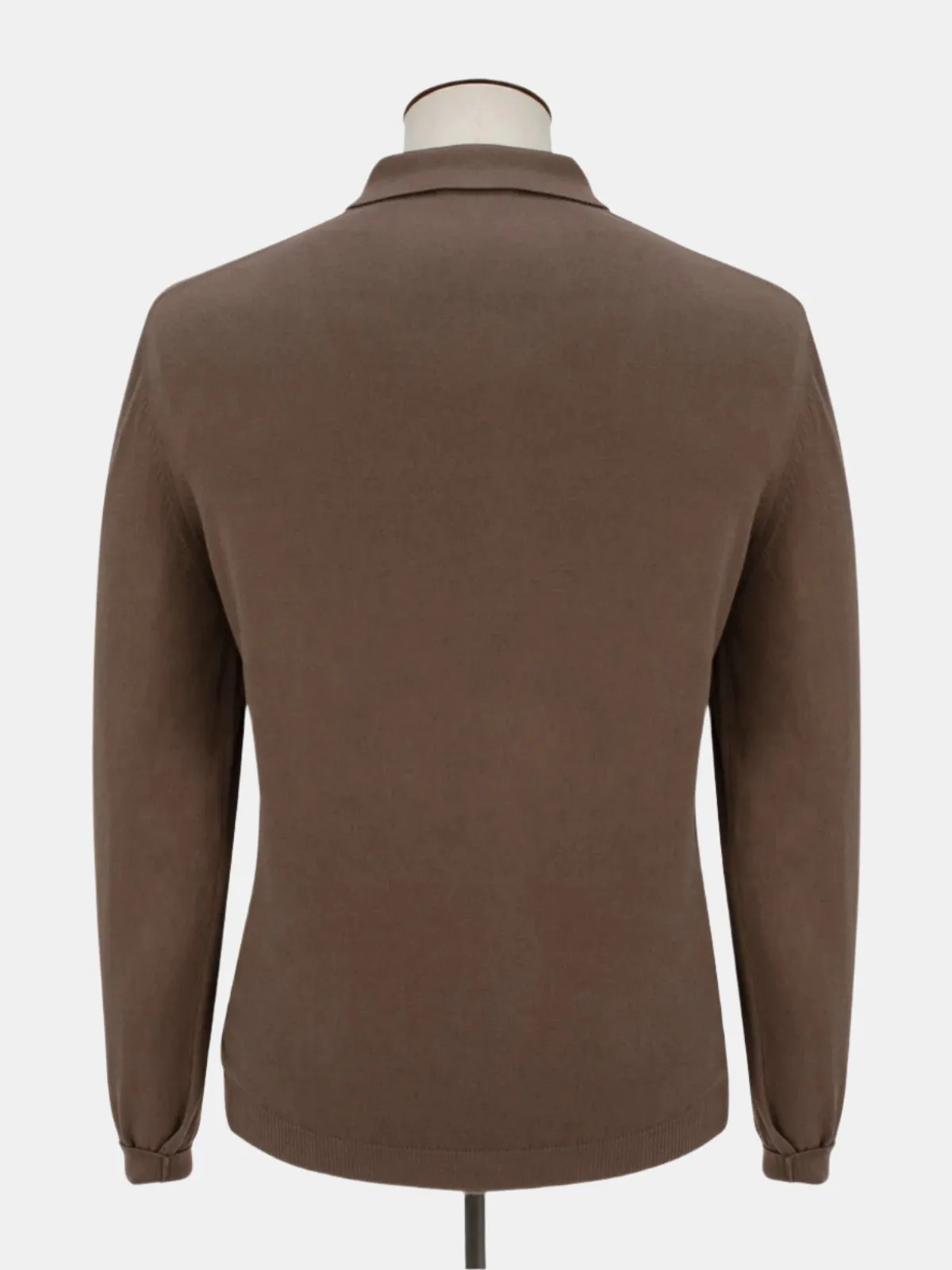Vico Ribbed Long Sleeve Polo Cotton Cacao
