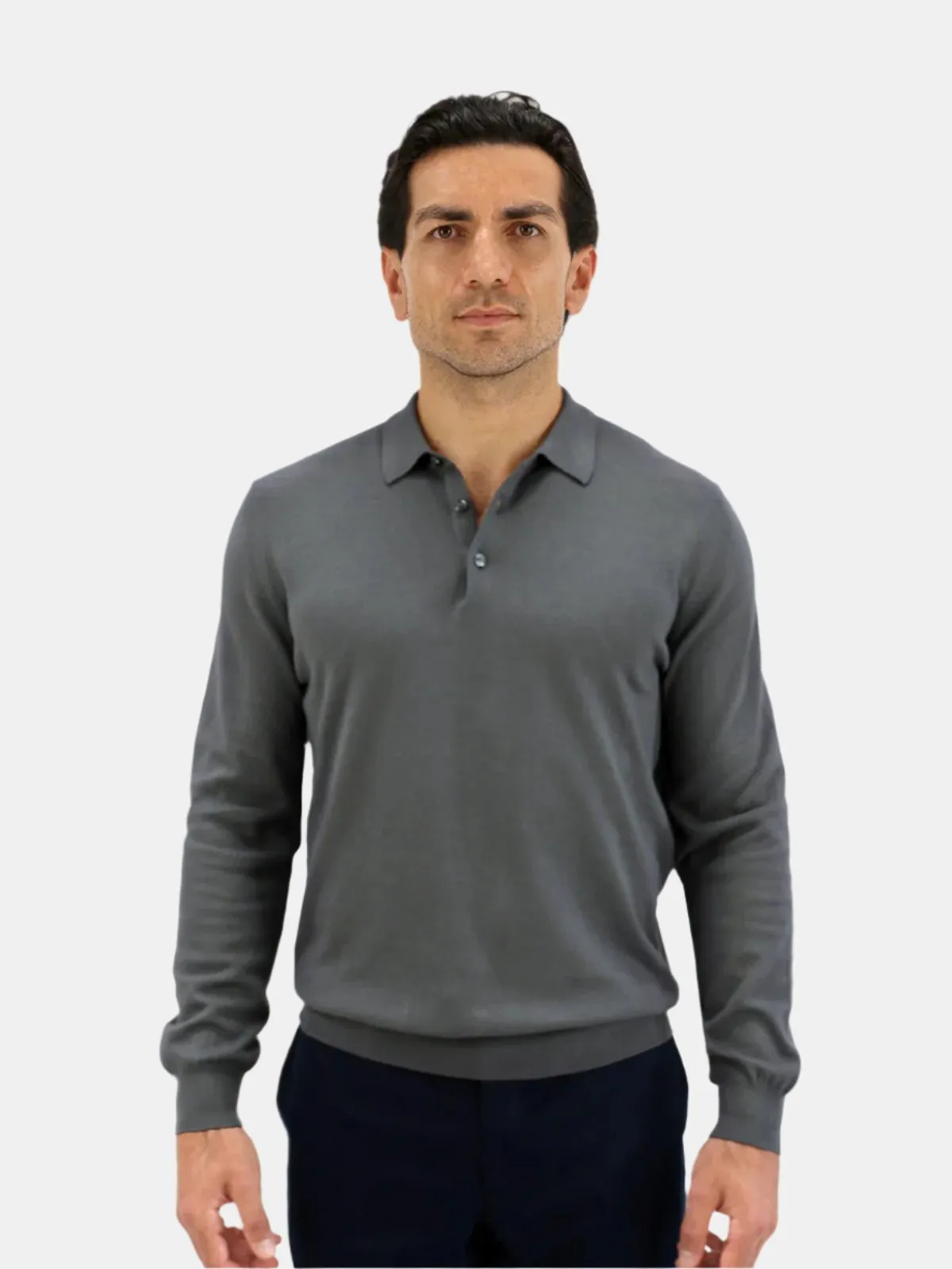 Vico Ribbed Long Sleeve Polo Cotton Iron