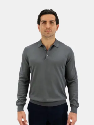Vico Ribbed Long Sleeve Polo Cotton Iron