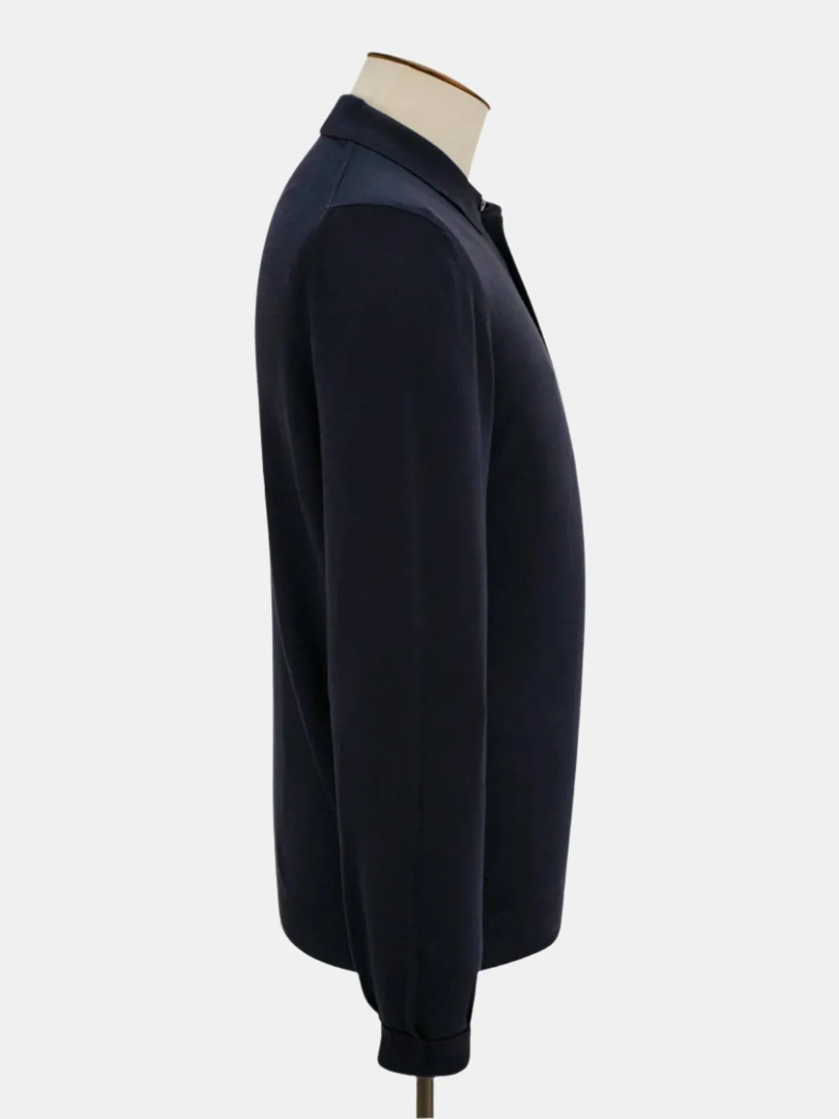 Vico Ribbed Long Sleeve Polo Cotton Midnight