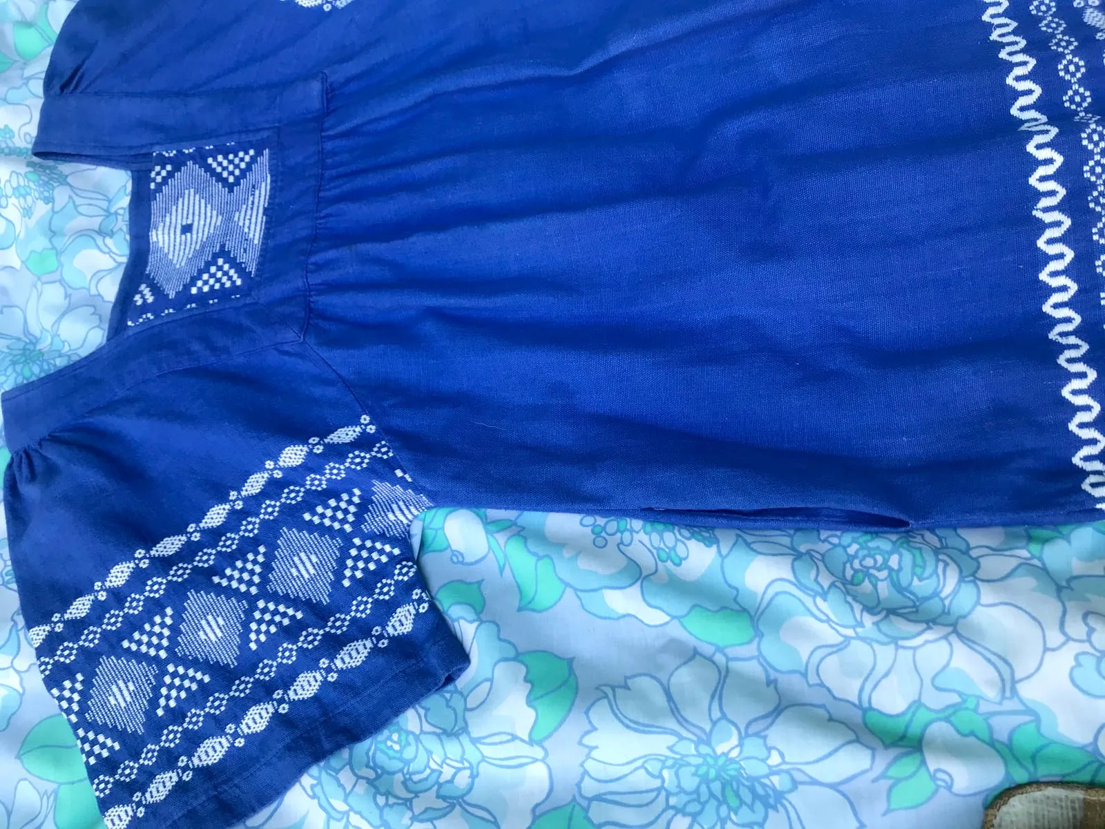 VTG 70s | Mexican MuuMuu Hippie Cotton Oaxacan Caftan Boho Dress | Free Size
