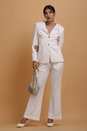 White Crepe Blazer Set