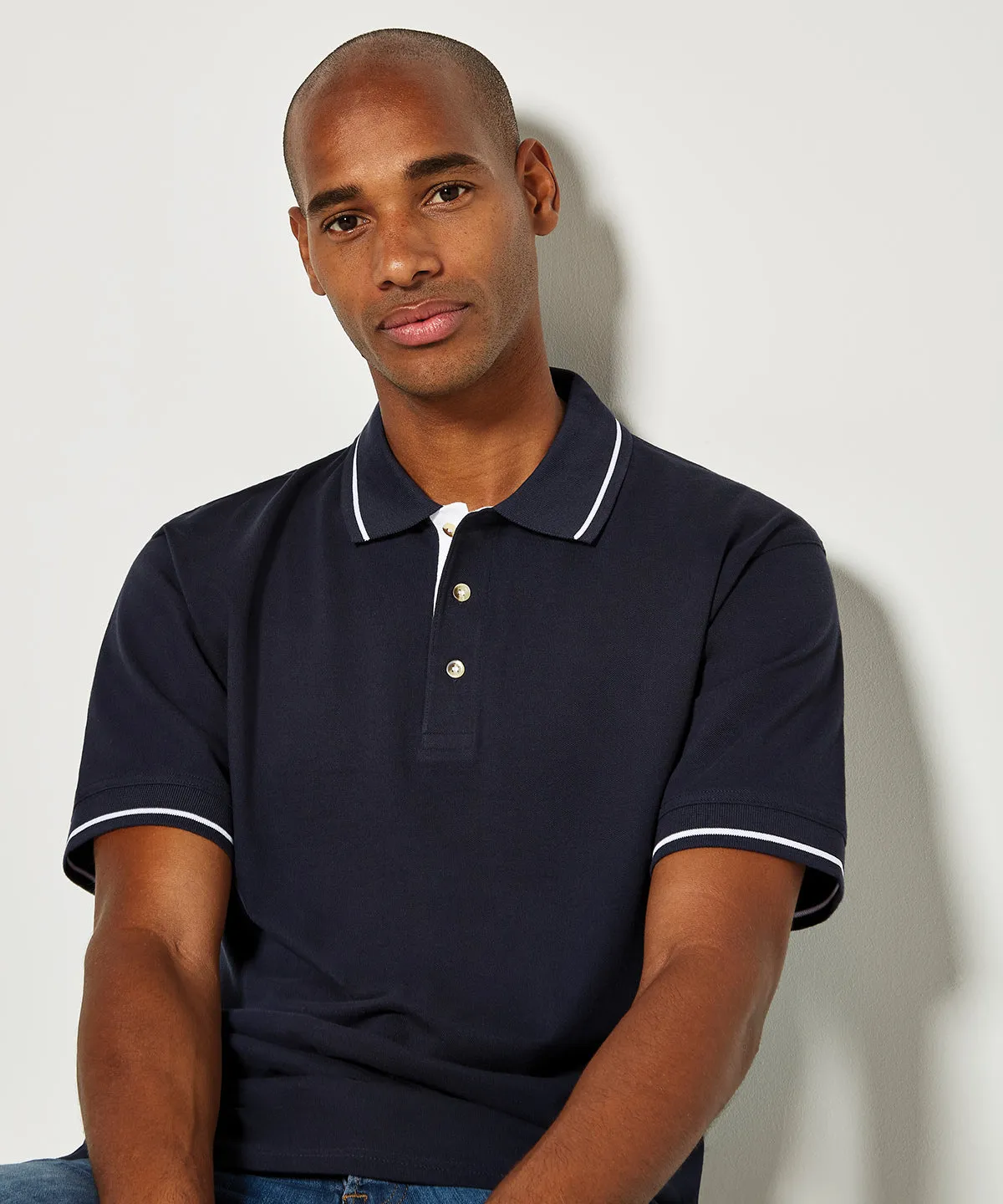 White/Navy - St Mellion polo (classic fit)