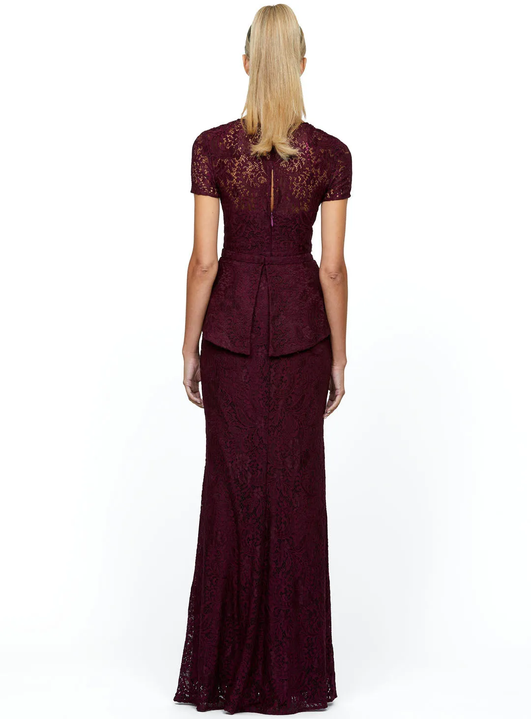Wine Naomi Cap Sleeve Gown