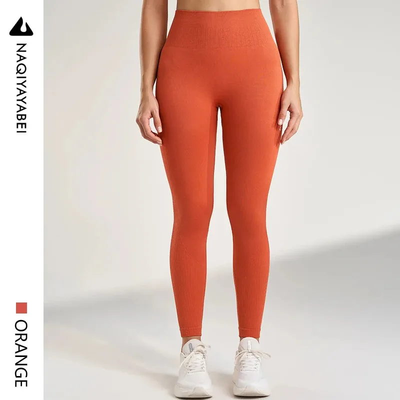 Women's Solid Color Leggings Gym Running Yoga Pants Long Pants High Waisted Tummy Tightening Stretch Sweatpants Seven Colors