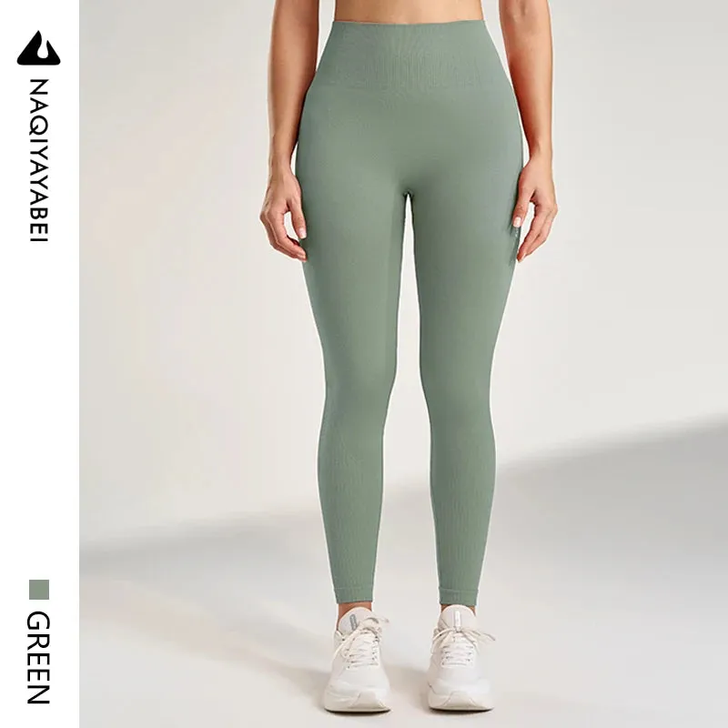 Women's Solid Color Leggings Gym Running Yoga Pants Long Pants High Waisted Tummy Tightening Stretch Sweatpants Seven Colors