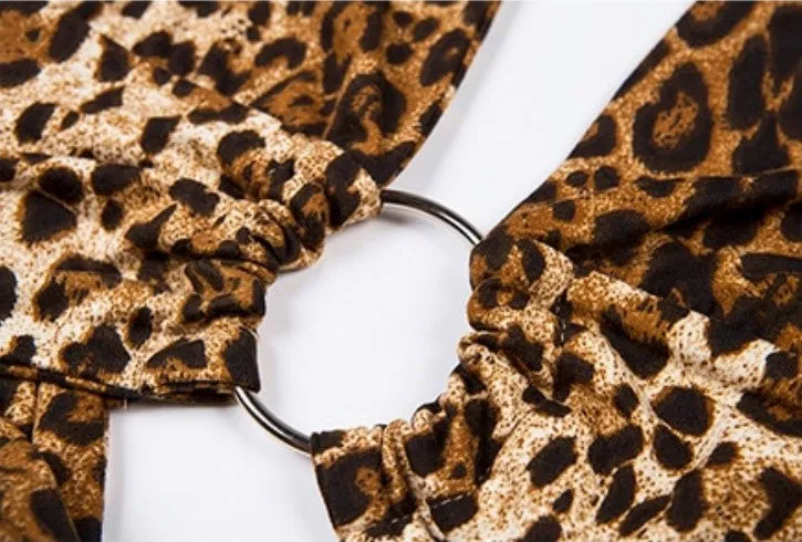 Women's Summer Strap Leopard Deep V-Neck Bra Top