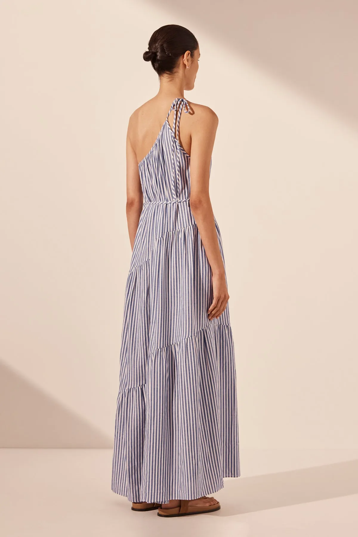 YASMINE ONE SHOULDER TIERED MAXI DRESS