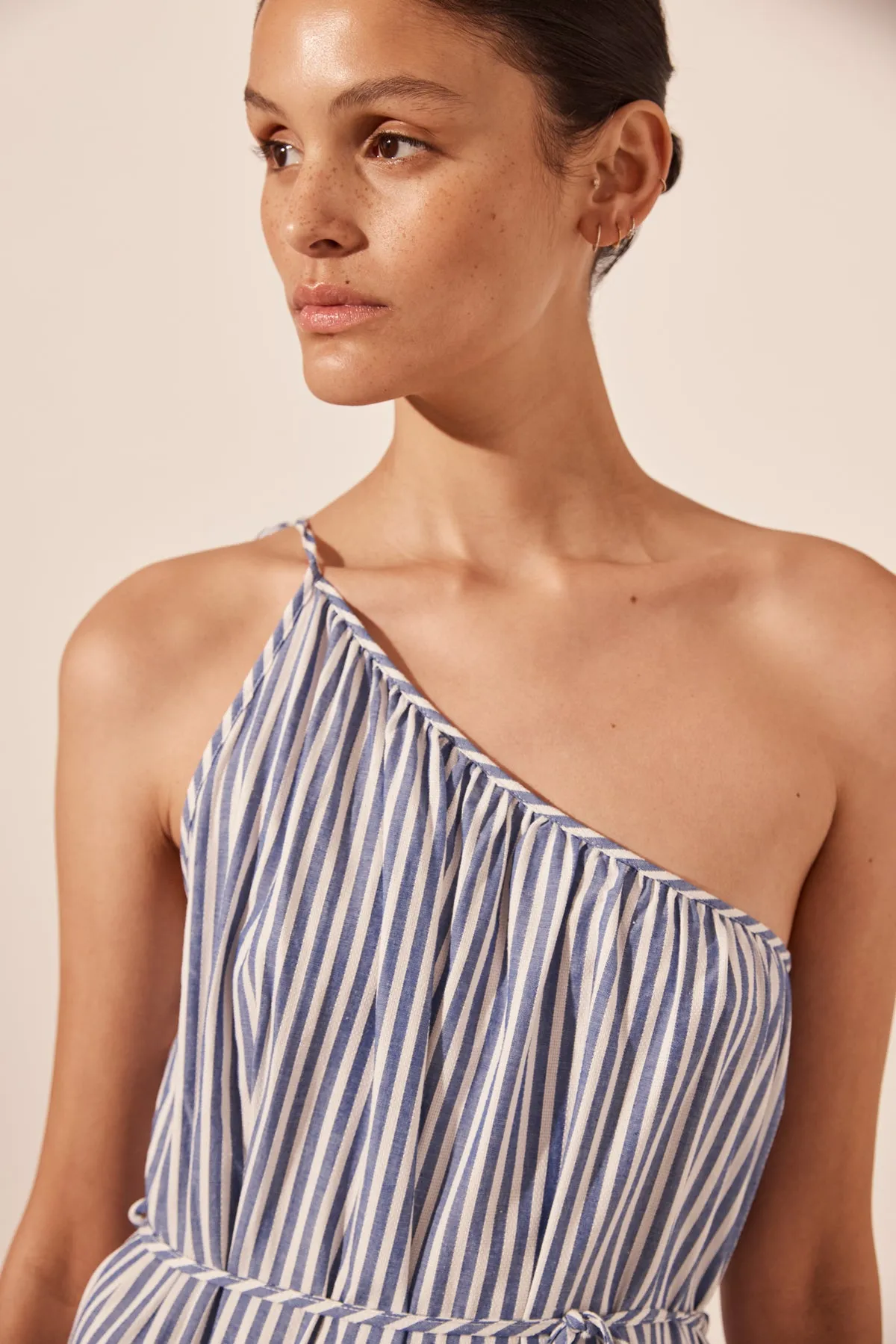 YASMINE ONE SHOULDER TIERED MAXI DRESS