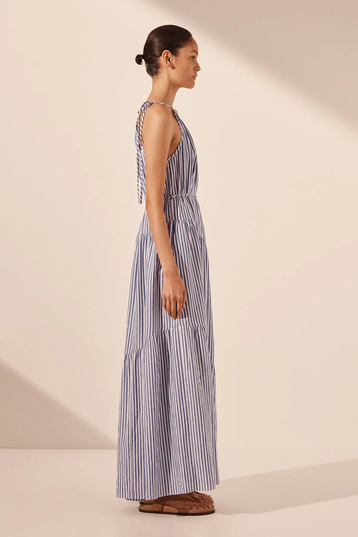 YASMINE ONE SHOULDER TIERED MAXI DRESS