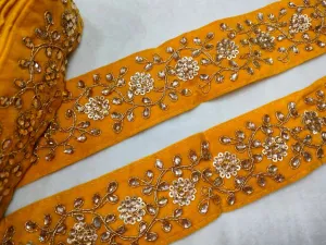 Yellow Embellished Fancy Work Lace