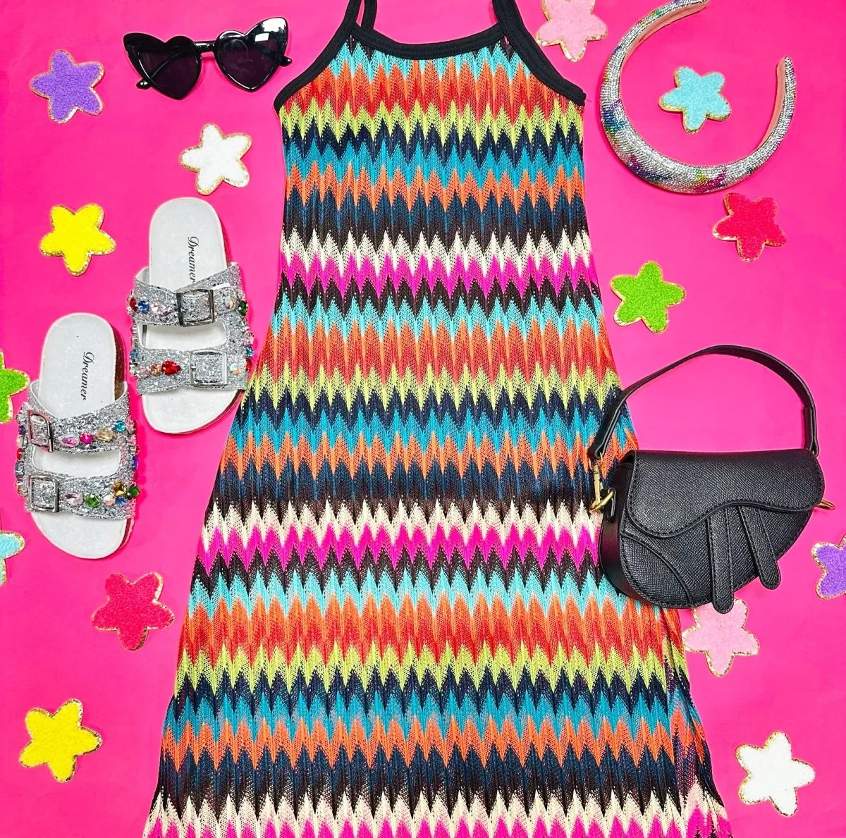 ZIG ZAG SLIT ON THE SIDE MAXI DRESS