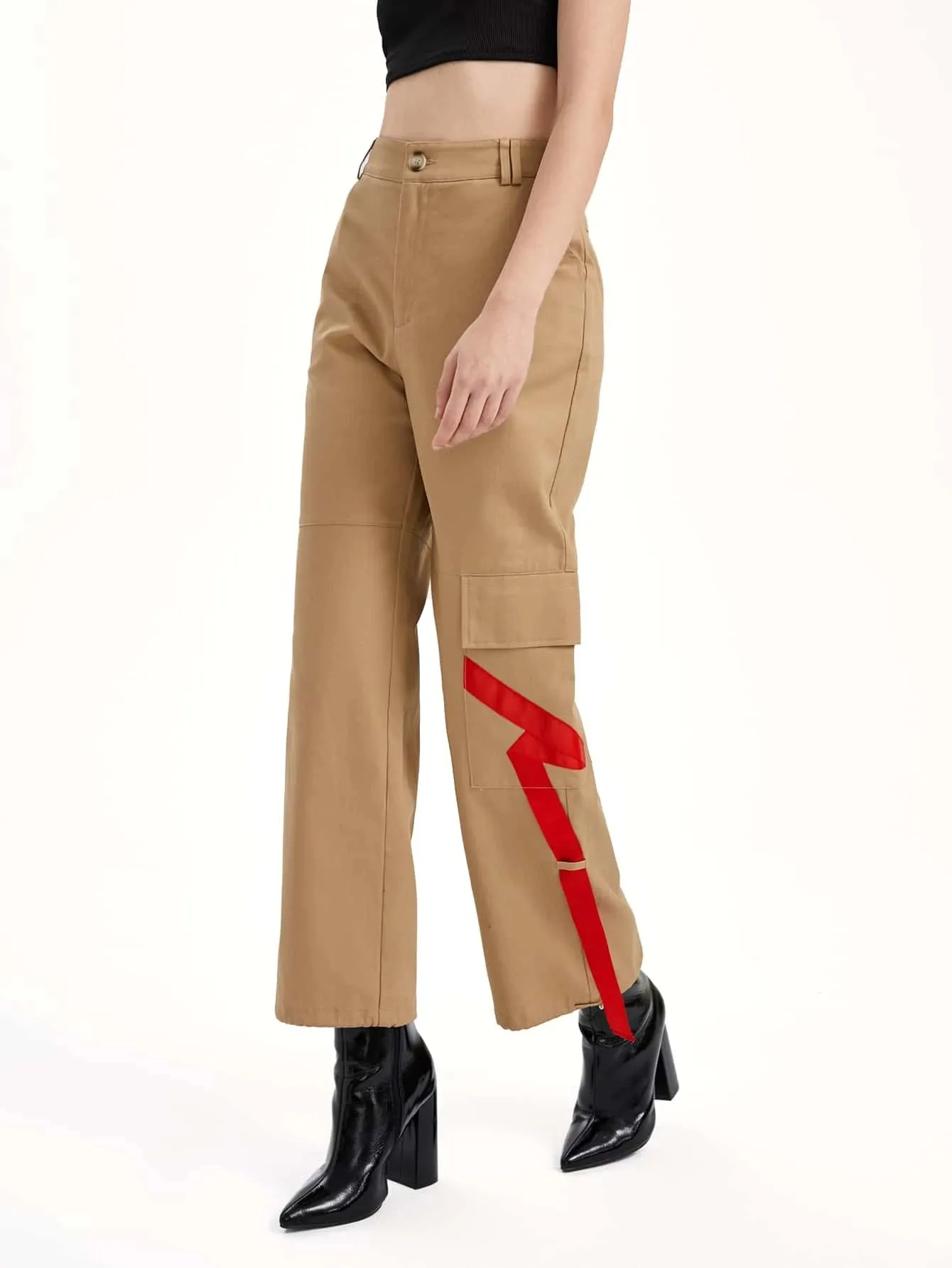 Zipper Fly Flap Pocket Cargo Pants