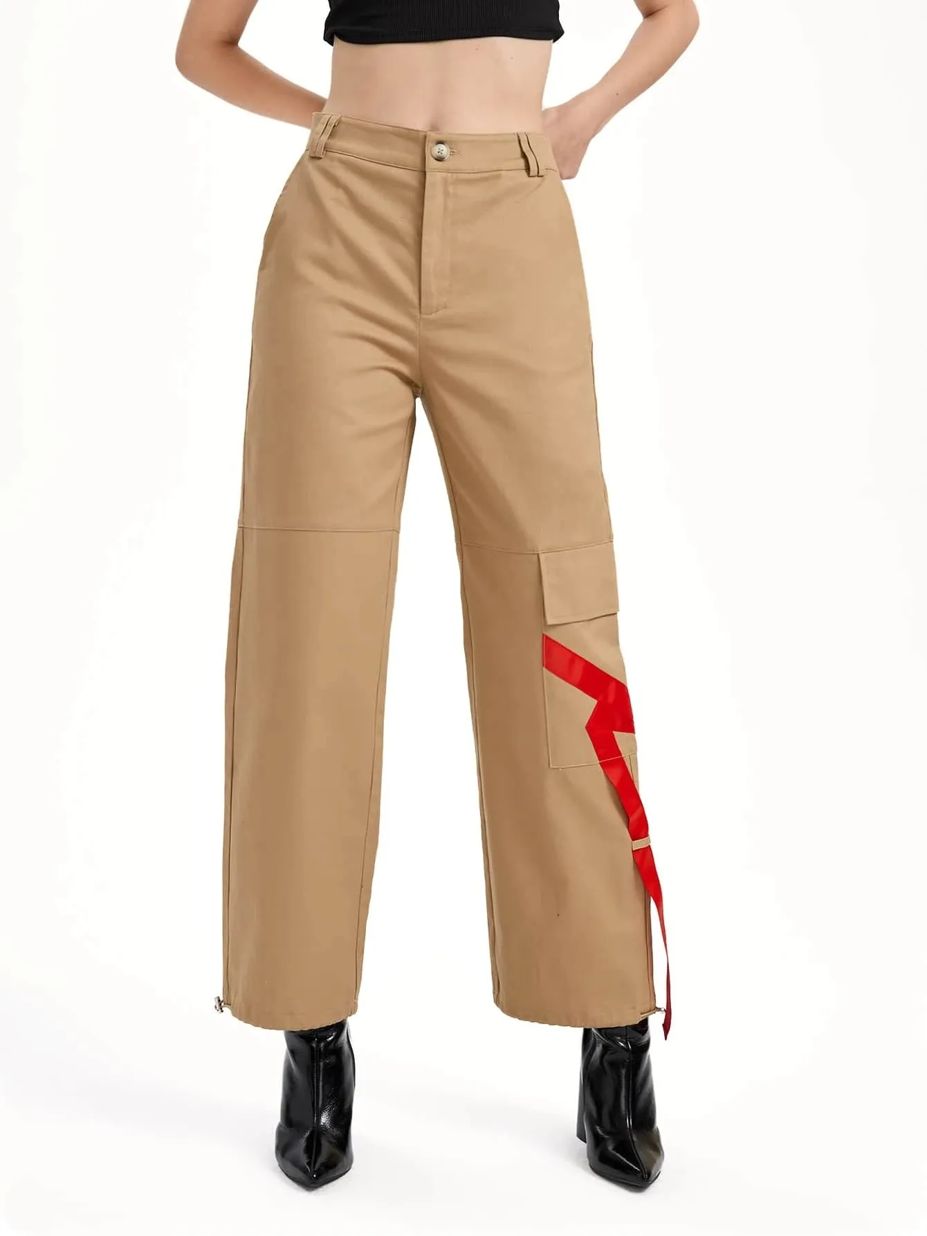 Zipper Fly Flap Pocket Cargo Pants
